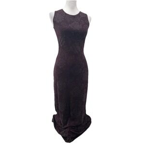 Vintage Y2K‎ Jalate Maxi Dress Small** Maroon Sparkle Floral Party 90's Slinky